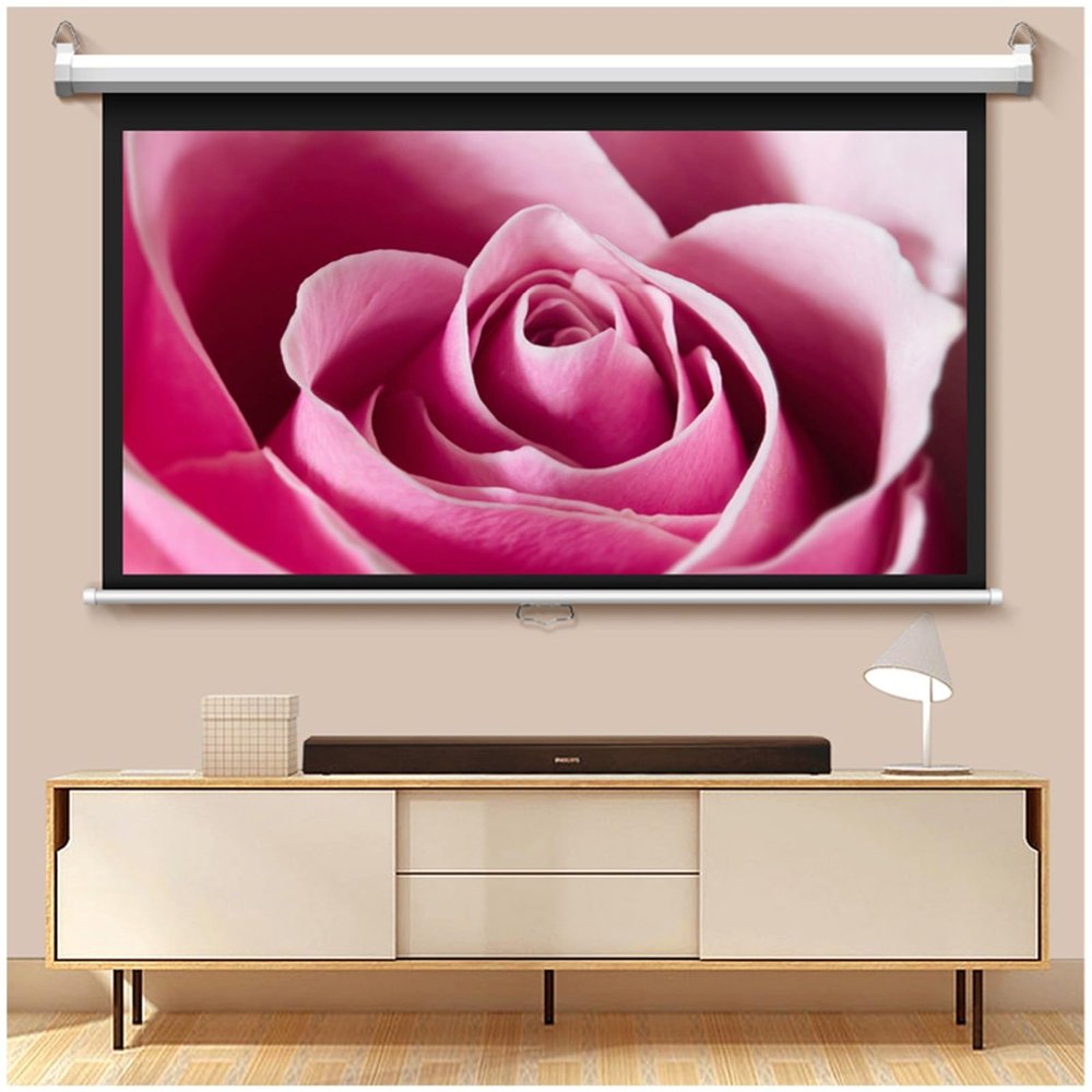 4k HD Projector Screen 16:9 Movie Screen Manual Pull Down Portable Projector for Home Theater Office Meeting Presentations Projection Screen(72in/178cm)