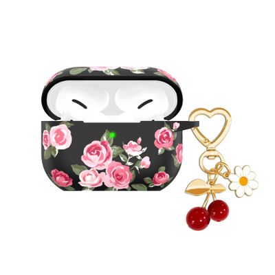 AGAOSH for Airpods Pro 2nd/1st Generation Case Cover,Cute Cherry Charm Heart Keychain,Airpod Pro 2 Case Kawaii Heart Flower Daisy Key Chains for Apple Airpod Pro Gen 2 Charging Case Cover Rose Flower