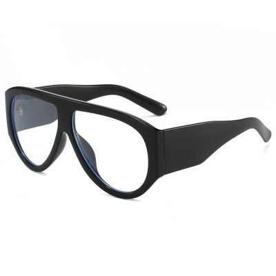 LJCZKA Oversized Blue Light Blocking Glasses Women Men Round Pilot Thick Frame Anti Eyestrain Computer Eyeglasses (Black)
