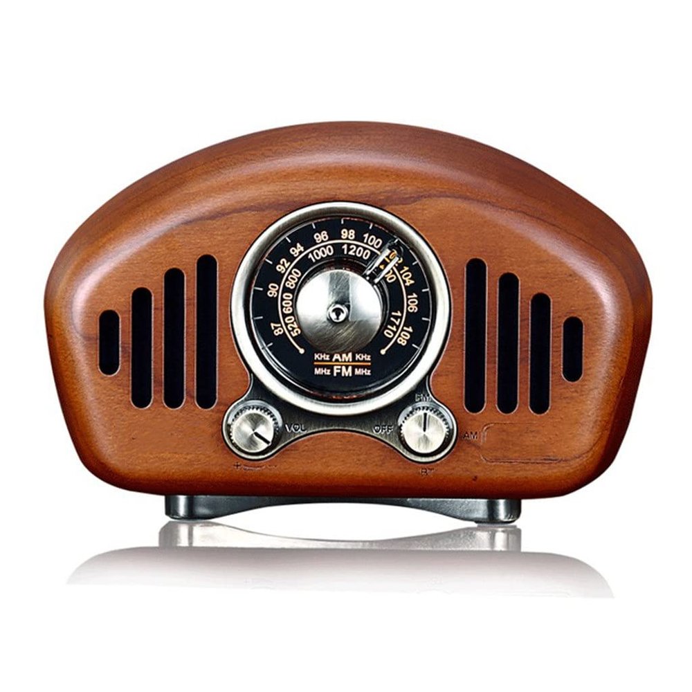 HIONJIN Portable Vintage Wooden Receiver Retro Radio Classic MP3 Music Player Box Speaker(D)