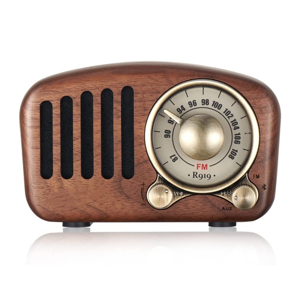 HIONJIN Vintage Radio Retro Walnut Wooden FM Old Fashioned Classic Strong Bass Enhancement