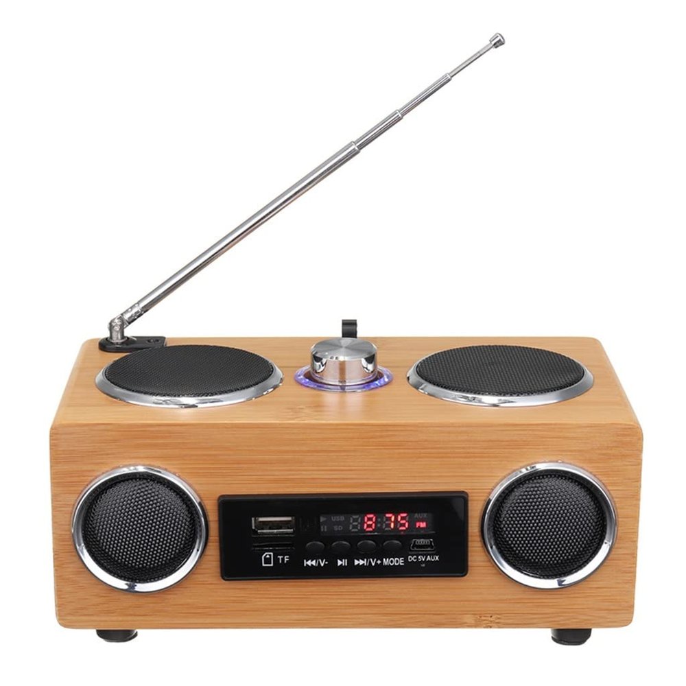 HIONJIN Retro Vintage Radio Super Bass FM Multimedia Speaker Classical Receiver