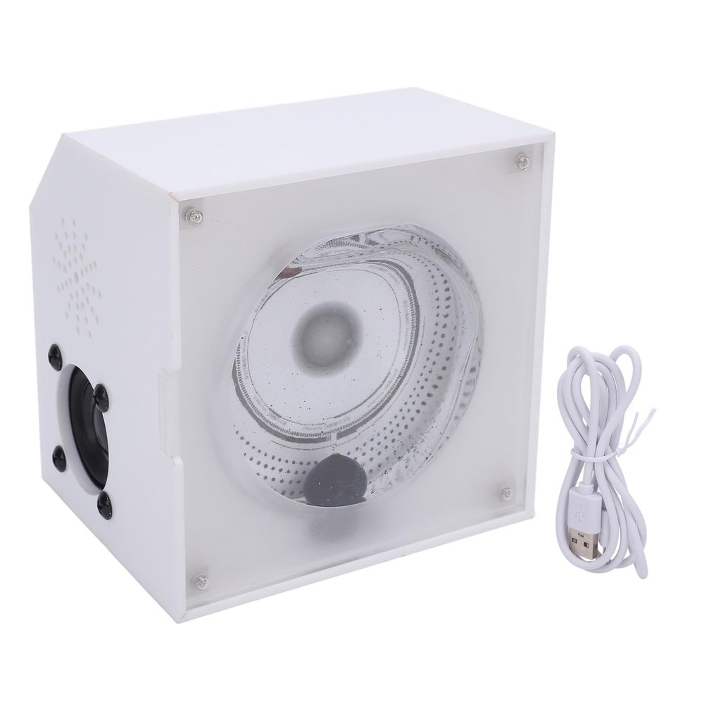 2000mAh Dynamic Ferrofluid Sound Speaker Music Ornament ,Magnetic Fluid SpeakerBass Speaker with Rhythm Light for Home Decor, Party Gathering, Office Setting (White)