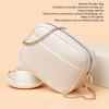 Camera Shoulder Bag, Large Capacity PU Leather Camera Shoulder Bag with Shoulder Strap Trendy Design for Shopping Travel (White) view 3