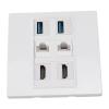 6 Port Multimedia Wall Plate 5Gbps 4K 60HZ HD Multimedia Interface Cat6 RJ45 USB3.0 Combo Wall Plate Panel view 2