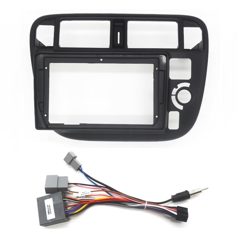 HJLXCSLUJ Car Replacement 9 Inch 2Din Car Radio Frame Kit Compatible with Civic (EK3/EK9) 1996 1997 1998 1999 Auto Stereo Fascia Mounting Bezel Faceplate Holder Car Interior(Fascia and Cable)