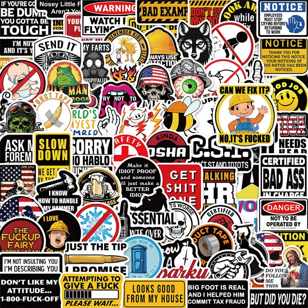 100 Pcs Funny Stickers for Adults (Dirty) Meme Water Bottles Sticker Pack Waterproof Cool Decals for Laptop, Hard Hats, Sarcastic, Scrapbooking Decals (Funny)