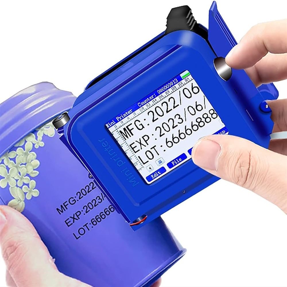QIUFANGM Mini Handheld Inkjet, Small Manual Inkjet Printer,for All Materials, Quick-Drying Ink Cartridge Included, Portable Markers Pocket Marking Device for Date Time Barcode Logo Batch Number Image