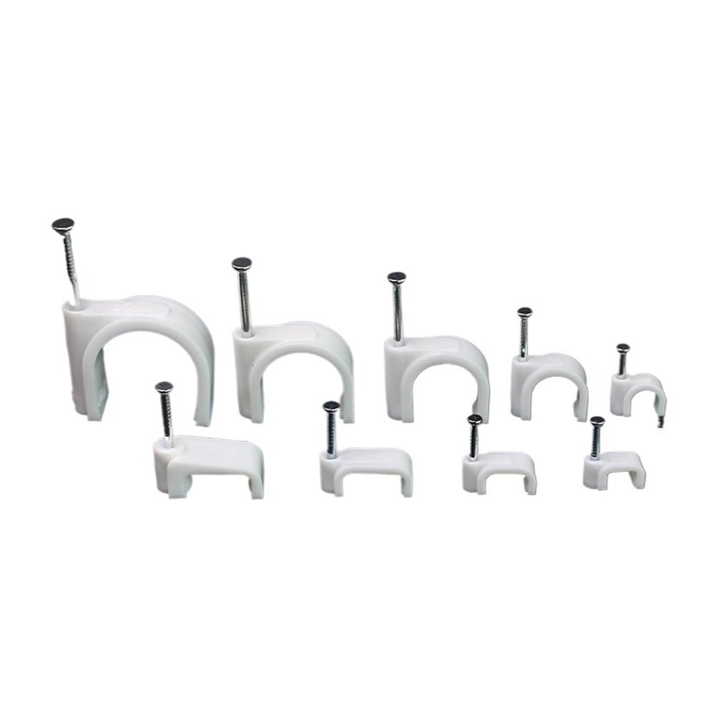 DSWMY Cable Tidy Cable Nail ClipsWire Tidy Clips, 100pcs Plastic Cable Clip Wire Cord Fastener Telephone Line Tie Fixer Organizer Wall Clamp(Flat 8mm)(Flat 10mm)