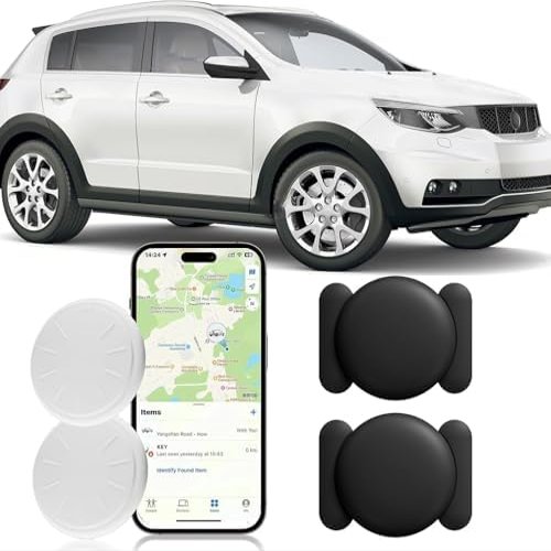 GPS Tracker for Vehicles No Monthly Fee,Anti-Theft Car Locator with Magnetic Case,Mini GPS Car Tracker Work with Apple Find My App(iOS Only) for Car,Kids,Elderly,Pet,Keys,Luggage (Black,2PCS)