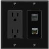 RiteAV 15A Power Outlet 1 Port CAT6-SHIELDED 1 Phone Jack Decorative Wall Plate [Black] view 1