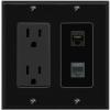 RiteAV 15A Power Outlet 1 Port CAT5E 1 Phone Jack Decorative Wall Plate [Black] view 1