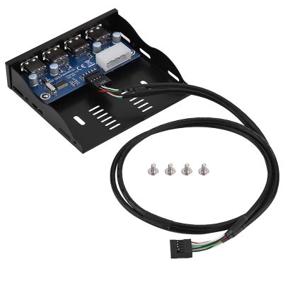 4 USB 2.0 Interface Front Panel, Fast Charging HUB for Computer, High Speed Data Port, Use with Mainboard or Riser Card with 9 Pin to 4 Interface USB 2.0 HUB