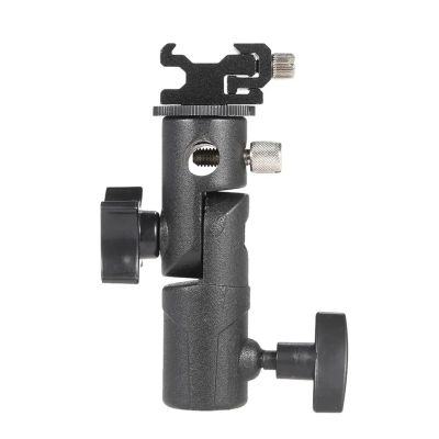 E Type Metal Flash Bracket Universal Hot Shoe Speedlite Umbrella Holder with 1/4" to 3/8" Screw Mount Swivel Adapter Light Stand