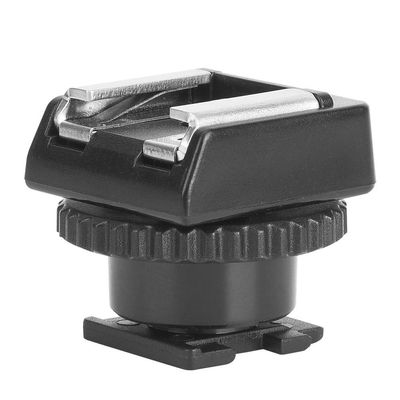 Black ABS 3 Hot Shoe Adapter for Camcorder, Flash Mount Adapters with Extra PC Sync Connection Port, 3.5mm Mini Phone Connection Port, Sturdy, Lightweight