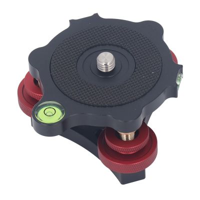 Tripod Leveling Base, Angle Adjustment Bubble Level Aluminum Adjusting Plate, Tripod Head Leveling Base with 3/8 Inch Screw, 33.1 Pounds Load Capacity, for Macro Photography