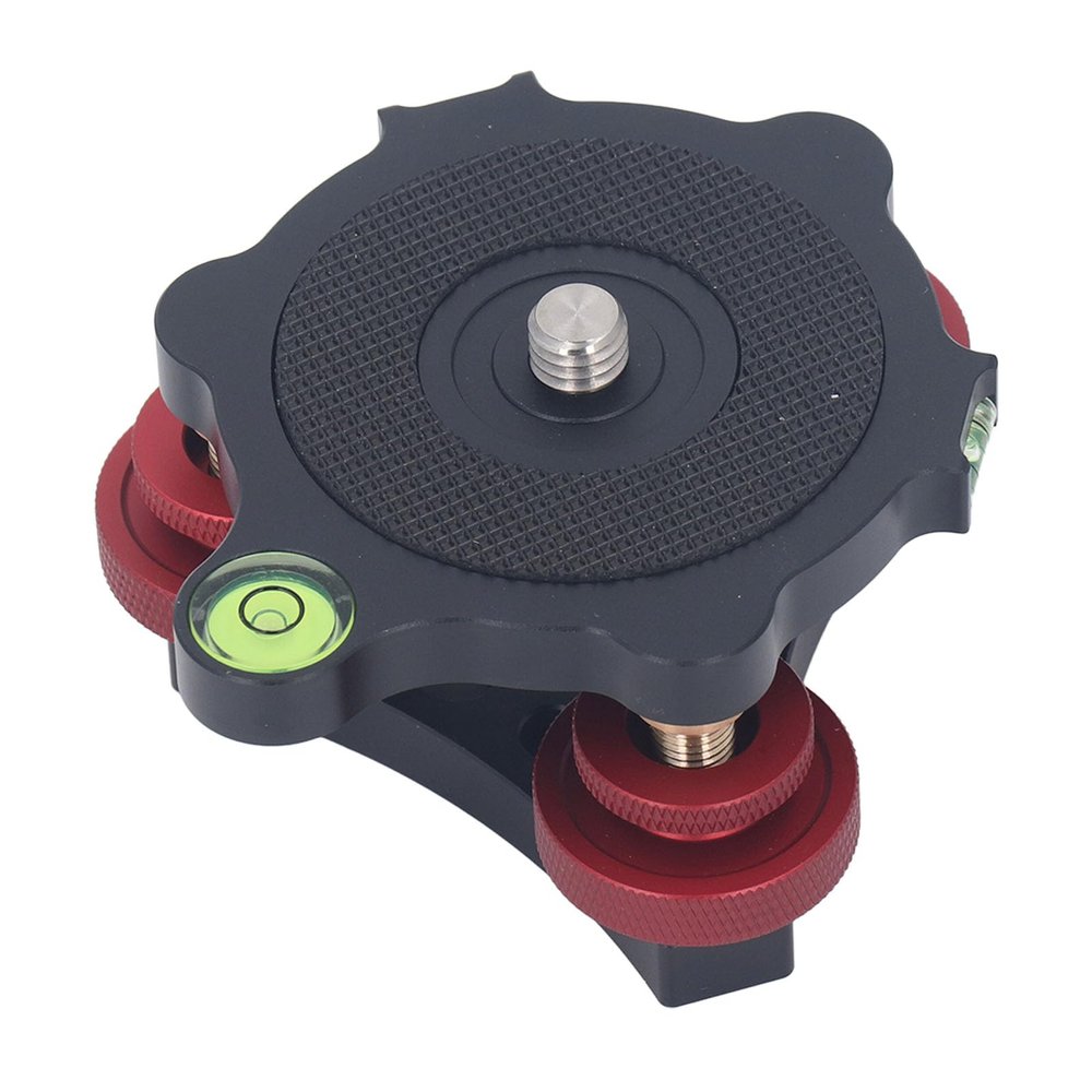 Tripod Leveling Base, Angle Adjustment Bubble Level Aluminum Adjusting Plate, Tripod Head Leveling Base with 3/8 Inch Screw, 33.1 Pounds Load Capacity, for Macro Photography