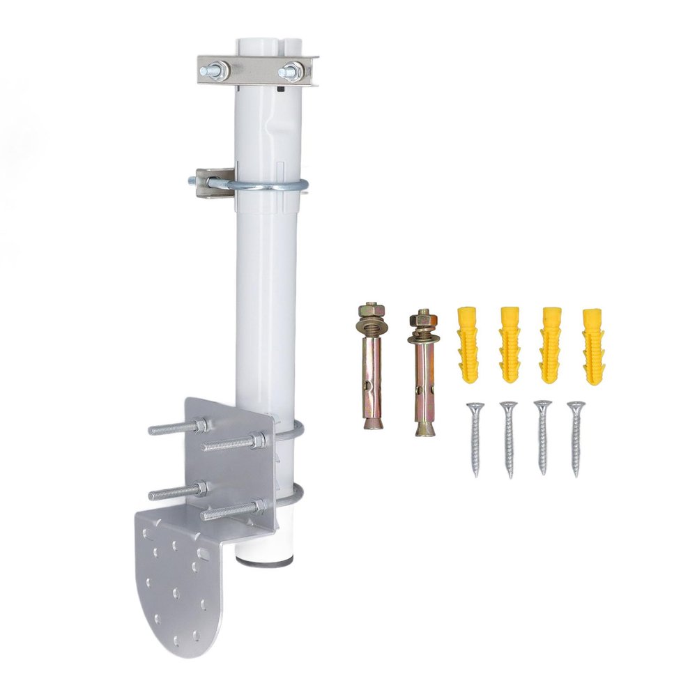 Wall Pole Roof Mount L Bracket Antenna Installation Kit for V2 Rectangular Dish Antennas, with Ethernet for TV Antenna, AP, Extenders and CPE Device
