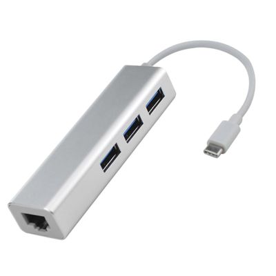 Angoily Type-c to USB Hub Ethernet Adapter for and Compatible High-Speed Data to and Play White