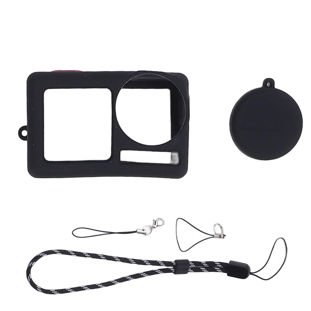 Action 5 Pro Case, Silicone Sleeve, Lens Caps, Wrist Strap, Anti Lost Rope, Protective Frame for Action 5 Pro Action Camera Accessories Kit (Black)