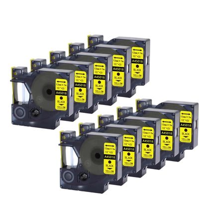 12mm Label Tape Compatible with LabelManager 160 and 280 Printers D1 Series Includes 5PK and 10PK Rolls(10PK-Black-on-Yellow)