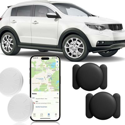 Hongtop H GPS Tracker for Vehicles, 2PCS Mini Hidden Vehicles Tracker with Magnetic Case, Work with Find My (iOS Only), No Monthly Fee, No Subscription (Black)