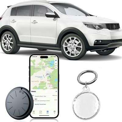 Hongtop H GPS Tracker for Vehicles, 1PCS Mini Hidden Vehicles Tracker with Waterproof Case, Work with Find My (iOS Only), No Monthly Fee Car GPS Tracker (White)