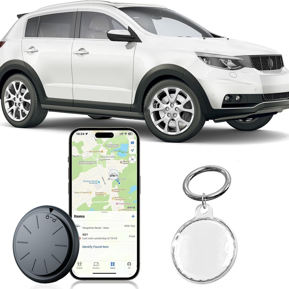 Hongtop H GPS Tracker for Vehicles, 1PCS Mini Hidden Vehicles Tracker with Waterproof Case, Work with Find My (iOS Only), No Monthly Fee Car GPS Tracker (White)