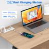 65W Furniture Drawer Outlet, Recessed Outlet with 4 USB Ports & 2 AC Outlets, Recessed Power Strip for Home, Office, 14 AWG-10FT Spring Cord(White) view 3