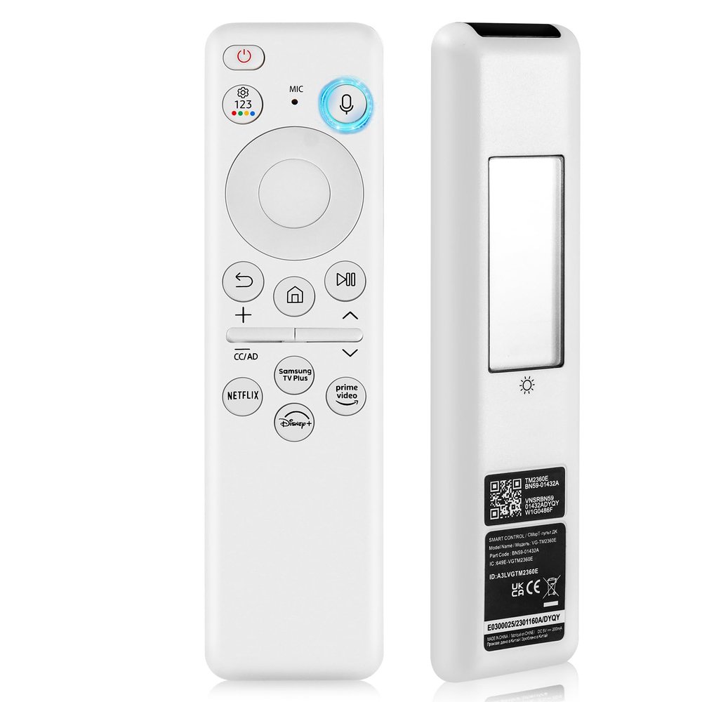 BN59-01432A TM2360E Solar Voice Remote for Samsung Frame TV Remote Replacement with Voice Search, Apps and Solar Charging for Samsung Neo QLED Smart 4K Ultra HD TV, 4 Shortcut Buttons