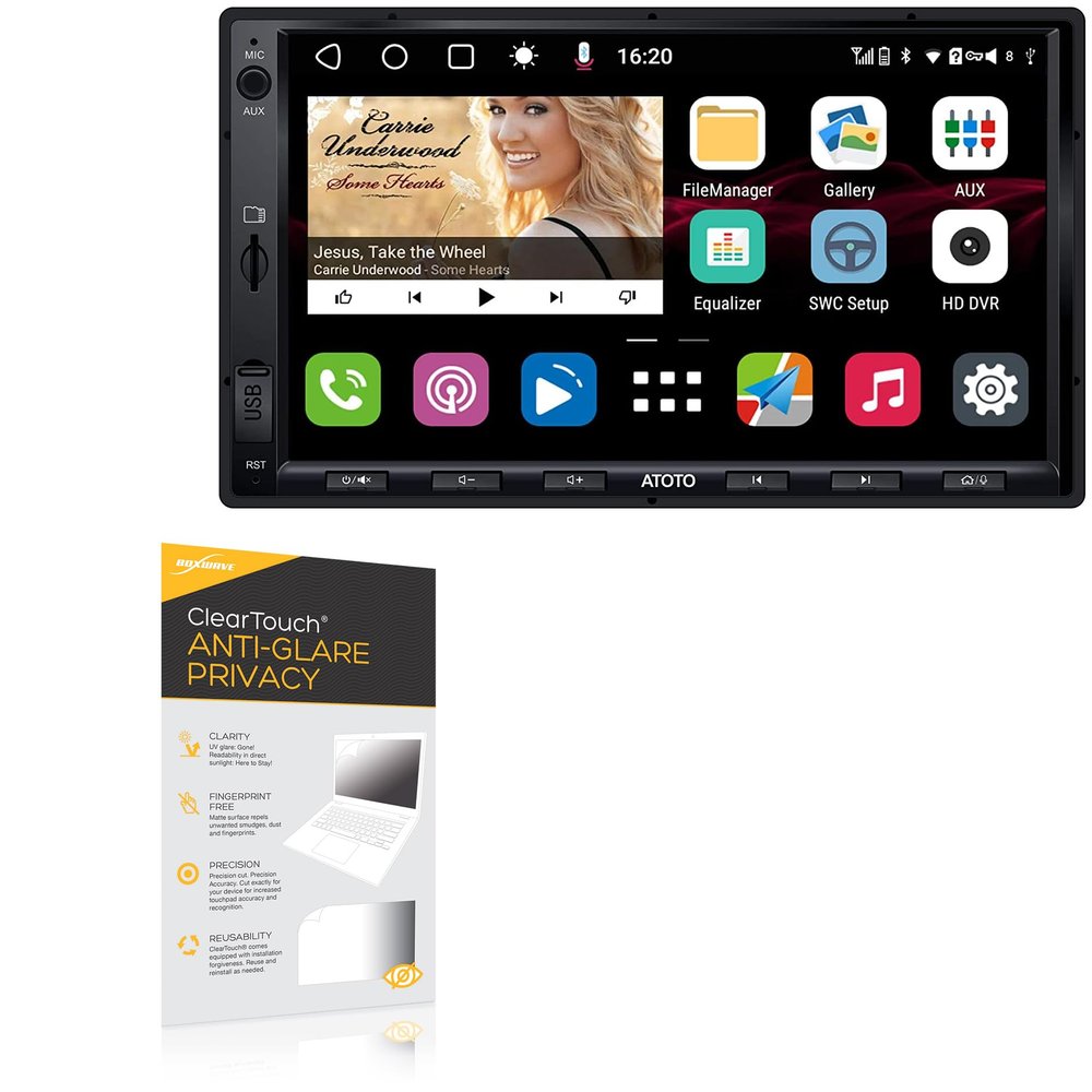 BoxWave Screen Protector Compatible with ATOTO S8 Standard (7 in) - ClearTouch Anti-Glare Privacy (2-Pack), Privacy Screen Protector Flexible Film Anti-Glare
