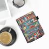 kwmobile Case Compatible with Pocketbook Verse/Verse Pro/Verse Color/Vivlio Light/Light HD - PU Leather Cover with Magnetic Closure, Strap, Front Pocket - Library Motto Multicolor view 2
