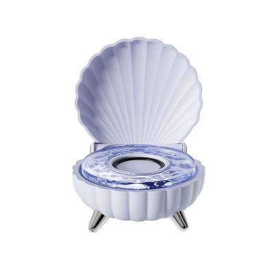Shell Bluetooth Speaker with Adjustable 7 Color Ambient Lights, Shell Ocean Wave Vinyl Player, Shell Bluetooth Speaker Lamp Speaker for Home Party Outdoor Use (Blue 1pcs)