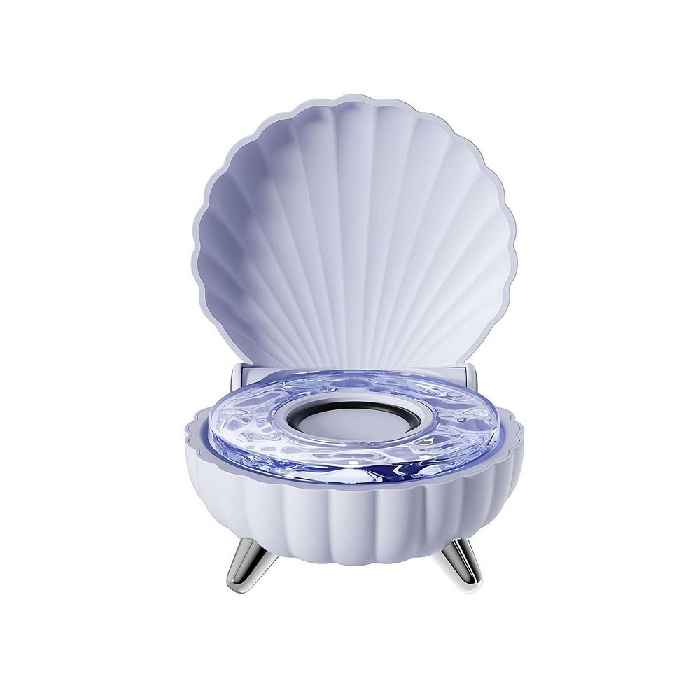 Shell Bluetooth Speaker with Adjustable 7 Color Ambient Lights, Shell Ocean Wave Vinyl Player, Shell Bluetooth Speaker Lamp Speaker for Home Party Outdoor Use (Blue 1pcs)