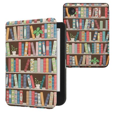 kwmobile Case Compatible with Kobo Clara BW/Colour Case - eReader Cover - Summer Library Blue/Green/Dark Pink