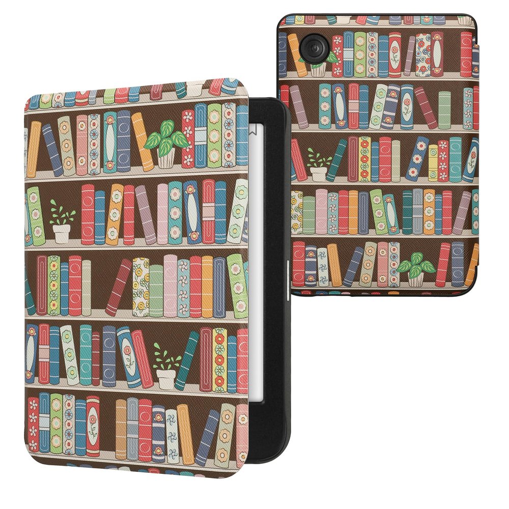 kwmobile Case Compatible with Kobo Clara BW/Colour Case - eReader Cover - Summer Library Blue/Green/Dark Pink