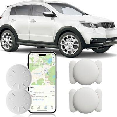 GPS Tracker for Car,Vehicle Tracker with Magnetic Case,Car Locator Full US Coverage,No Monthly Fee Real Time GPS Tracker Work with Apple Find My(iOS Only) for Car/Person/Pet/Items-White,2PCS