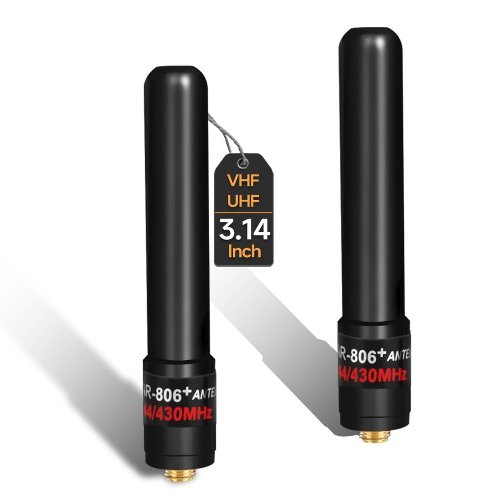 ABBREE Ham Radio 3.14-Inch Stubby Short Antenna Dual Band SMA-Female VHF/UHF Antenna for Baofeng UV-5R Mini 5RM BF-F8HP Pro K5PLUS UV32 DM32 UV-21R GM-15 PRO UV-5G Plus GMRS Radio Accessories,2Pack