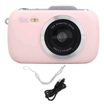 Akozon Compact Camera 5K 80MP Photo Digital Zoom Camera 2.8 Inch Screen Photography Recording Outdoor Travel (Pink)