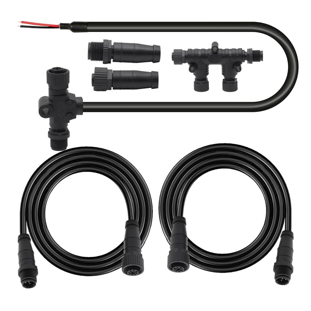 HangTon NMEA 2000 Network Starter Kit, Backbone Drop Cable, Terminator, T-Connector, Power Leads for Lowrance, Garmin, Airmar, Maretron, Raymarine, Simrad, Navico, Humminbird Marine Boat Sensor