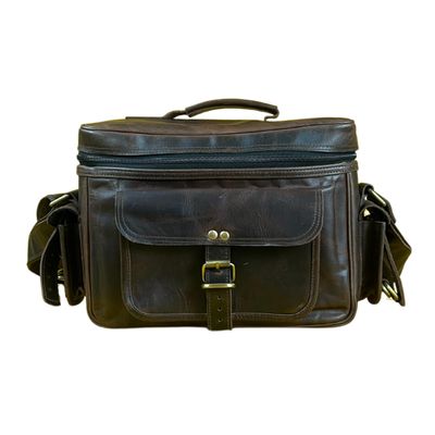 Madosh -Genuine Brown Leather DSLR Camera Bag | Camera Shoulder Messenger Bag Case| Photographers DSLR Crossbody Handbag | Camera Carry Top Handle shoulder Bag | Camera Case Bag