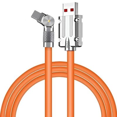 120W 6A High Speed Elbow USB Type-C Charging Cable, Soft Silicone, Data Transfer, 80W Power Delivery, Compatible with Samsung S23/S22, Xiaomi/Redmi K50/P60/P40 Phones