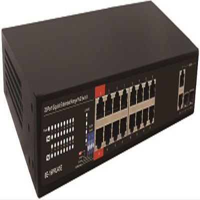 UltraTech 0E-16PRJ45E 20-Port Gigabit Extended Range PoE Switch (16-Port PoE with 4-Port Uplink), 40 Gbps Switching Capacity, 328 ft. (100m) Transmission Distance, 250W PoE Budget