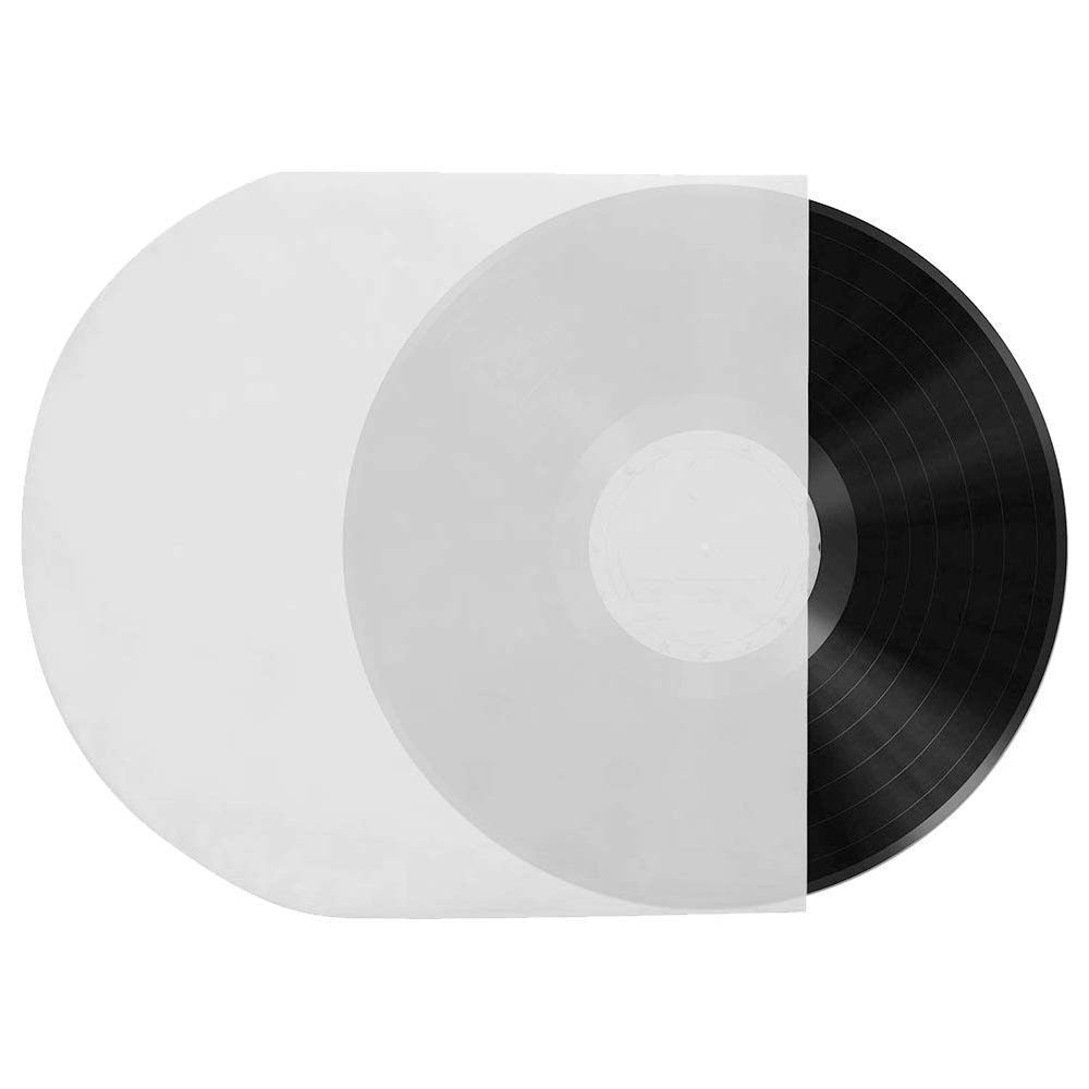 100 x 6 Inch Round Bottom Record Sleeves U-Shaped Inner Sleeves for 45 RPM Record Collections, Clear Covers to Protect Discs