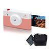 Minolta MNCP10-CH Instapix 2 in 1 Instant Print Digital Camera & Bluetooth Printer (Coral Pink) + Camera Bag + Diginerds Microfiber Cleaning Cloth view 1
