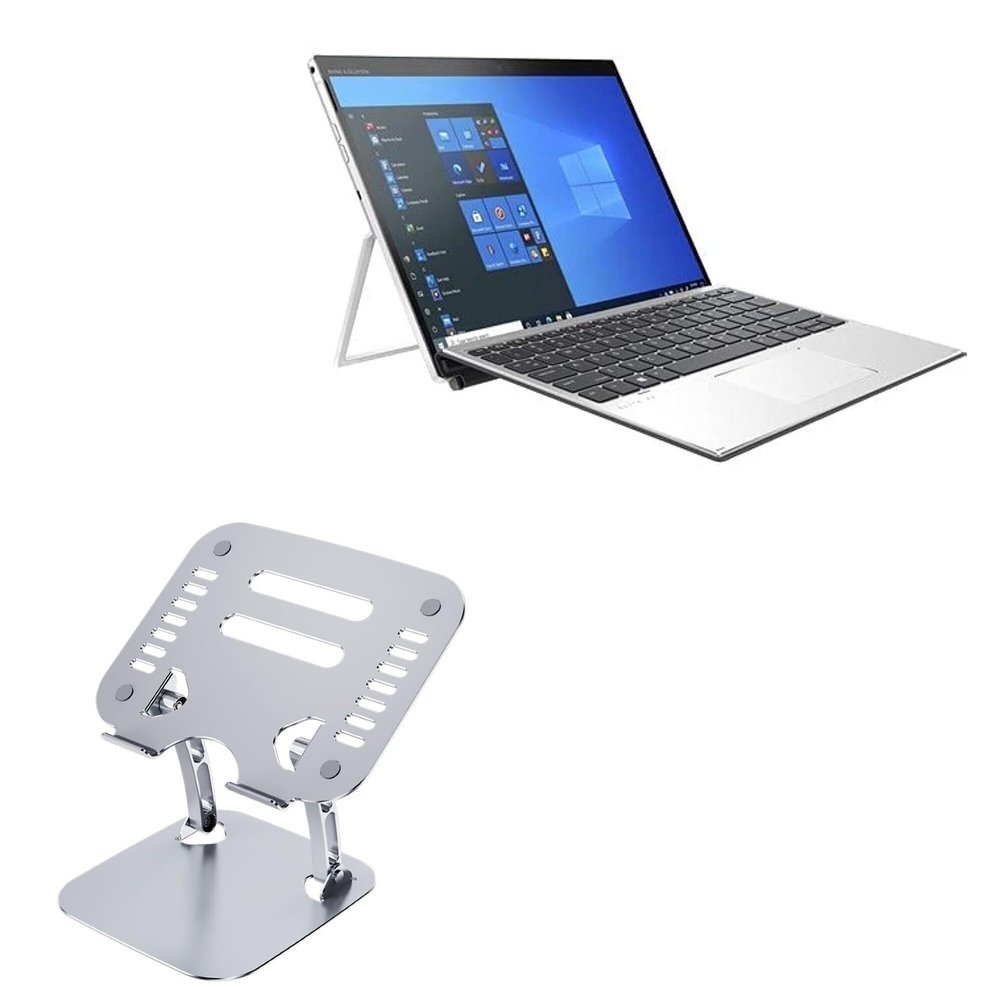 BoxWave Stand and Mount Compatible with HP Elite X2 G8 (2021) - Executive VersaView Laptop Stand, Ergonomic Adjustable Viewing Angle Metallic Riser - Metallic Silver