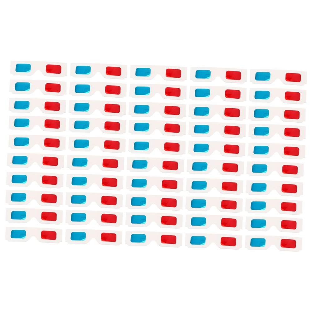 Housoutil 100pcs Blue and Red Cardboard Glasses for Movies Theater Glasses Disposable