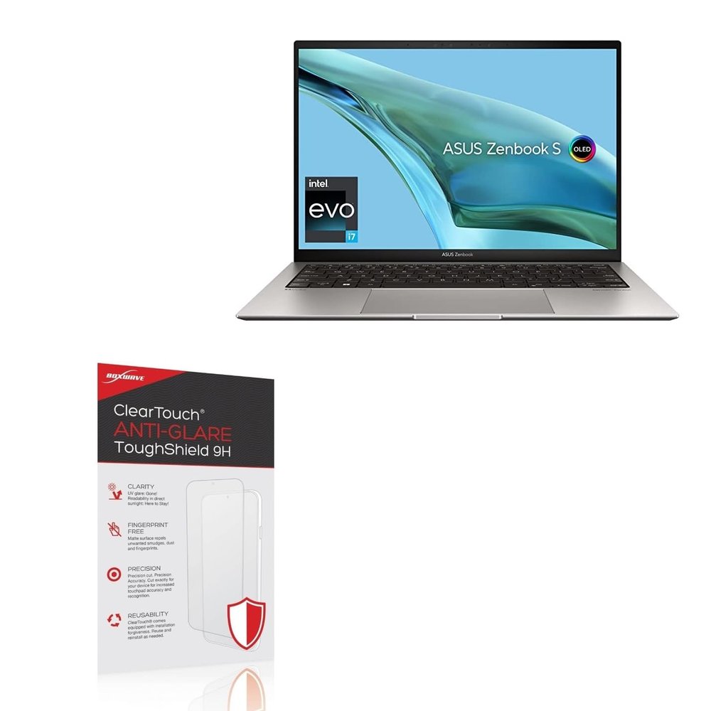 BoxWave Screen Protector Compatible with ASUS Zenbook S 13 OLED (UX5304) - ClearTouch Anti-Glare ToughShield 9H (2-Pack), Anti-Glare 9H Tough Flexible Film Screen Protector