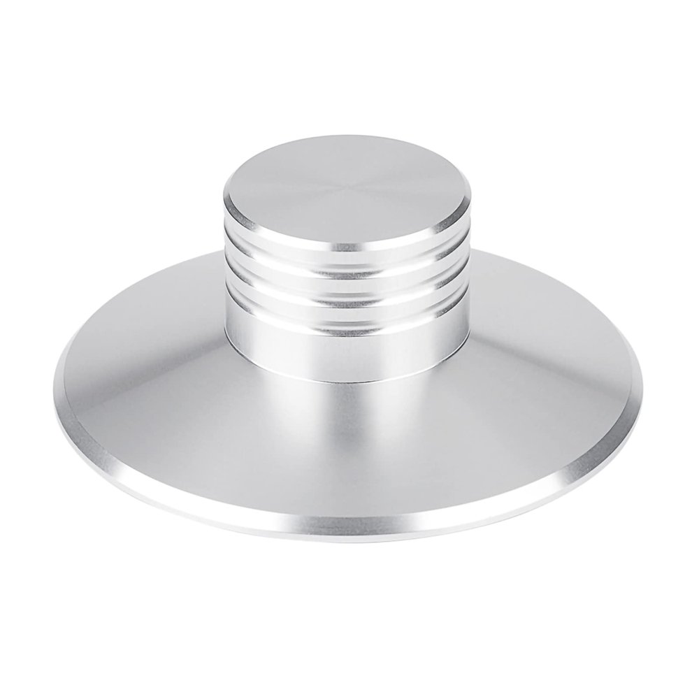 Turntable, Record Weight Clamp, Metal Stabilizer for Improved Rotation Speed - Made Entirely of Aluminum (Silver)