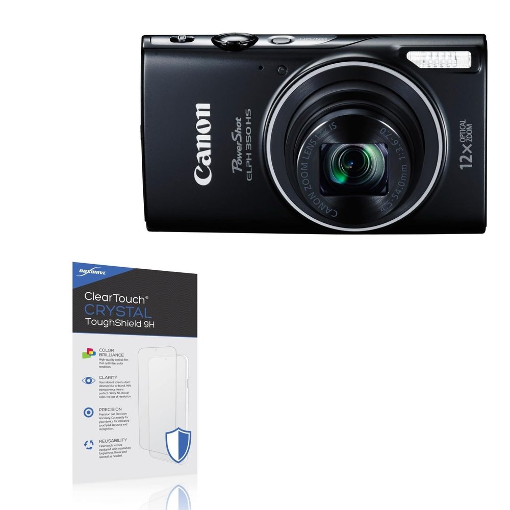 BoxWave Screen Protector Compatible With Canon PowerShot ELPH 350 HS - ClearTouch Crystal ToughShield 9H (2-Pack), Clear 9H Tough Flexible Film Screen Protector
